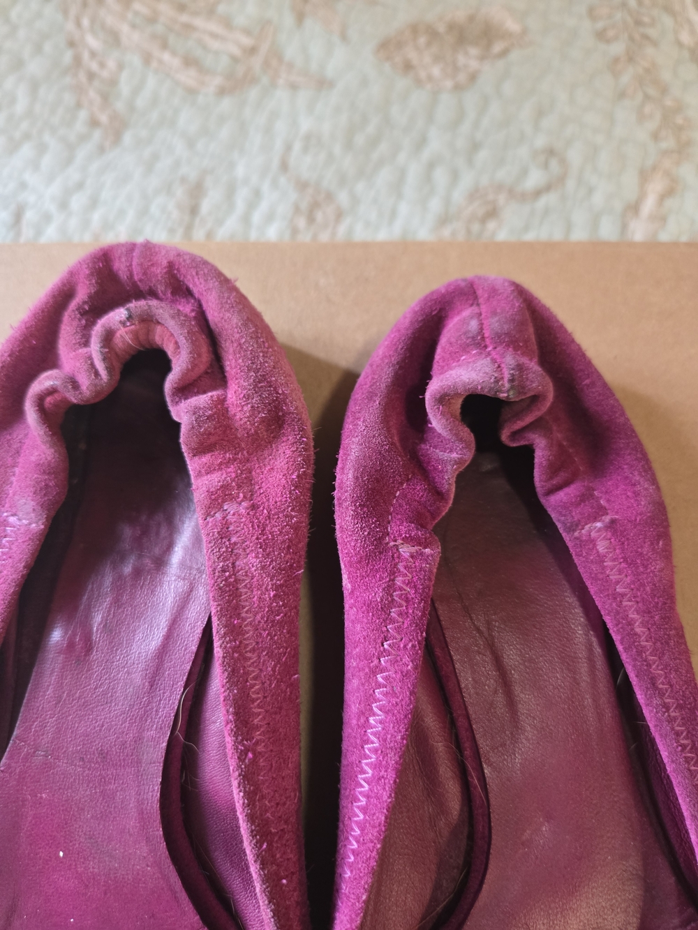 Tory Burch Dark Pink Suede Reva Flats - Picture 2 of 6